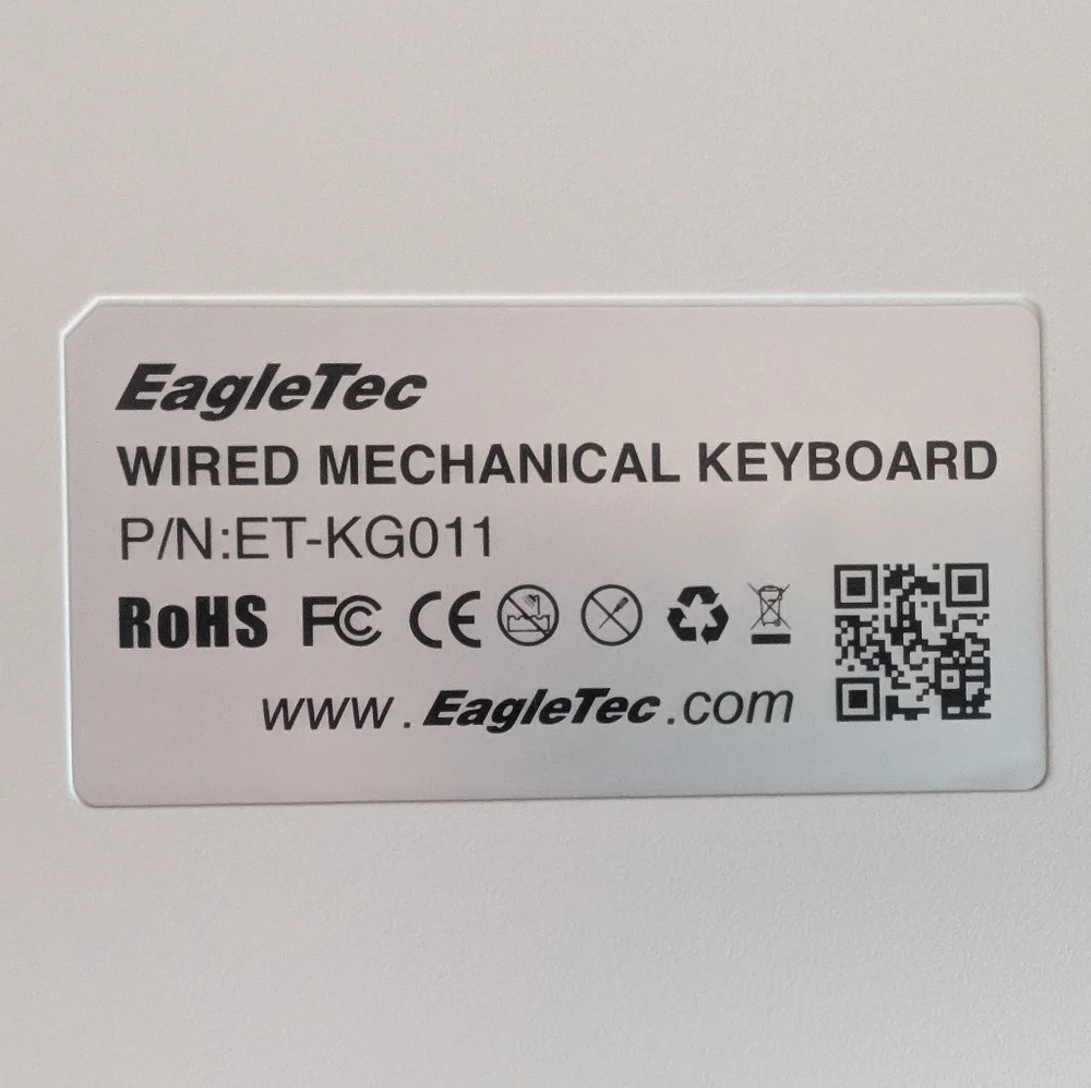 EagleTec WIRED MECHANICAL KEYBOARD Silver Metal W/ White Keycaps